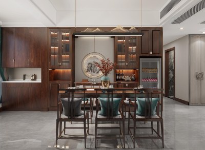 中式餐厅3D模型下载